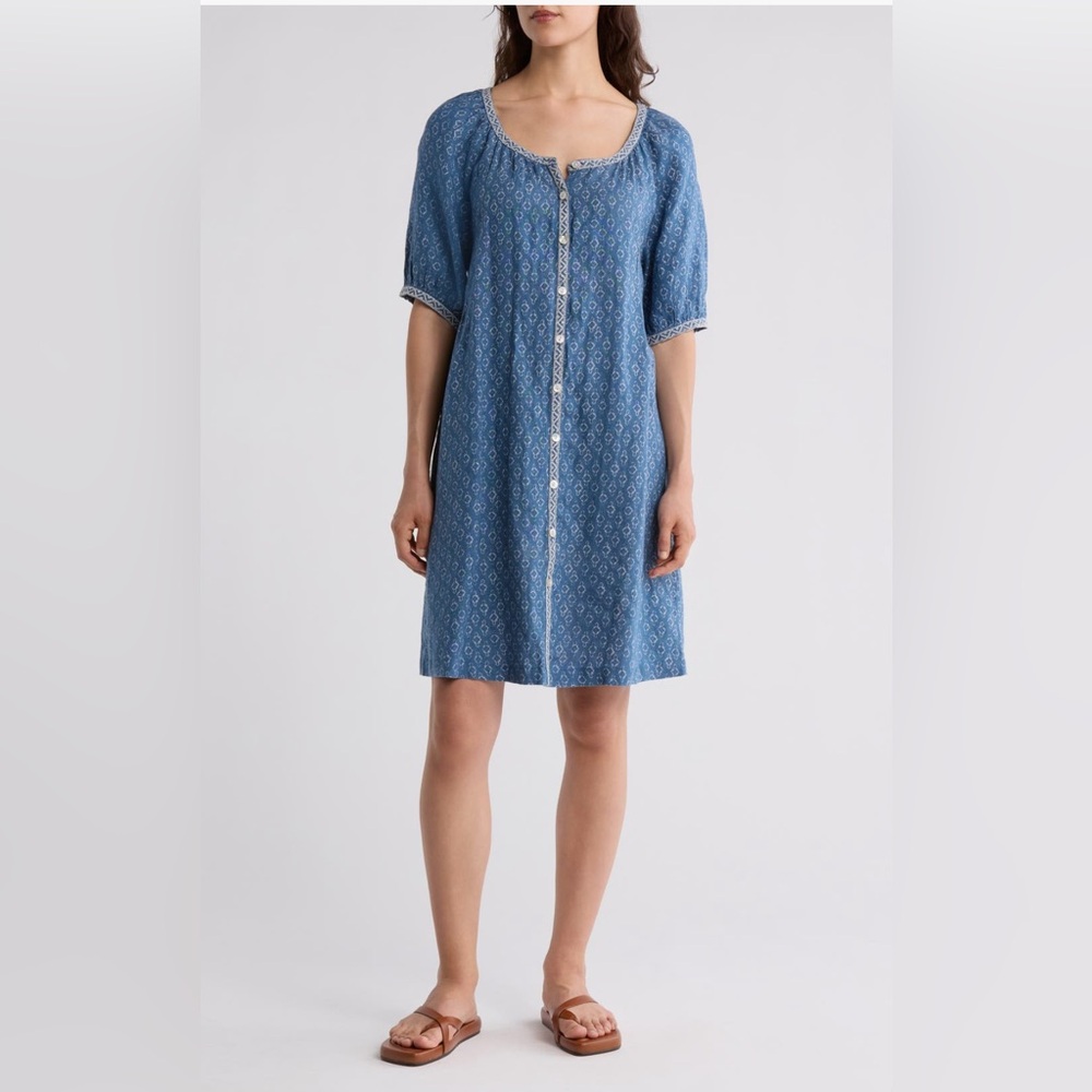 Faherty Carmel Linen Button- Up Minidress